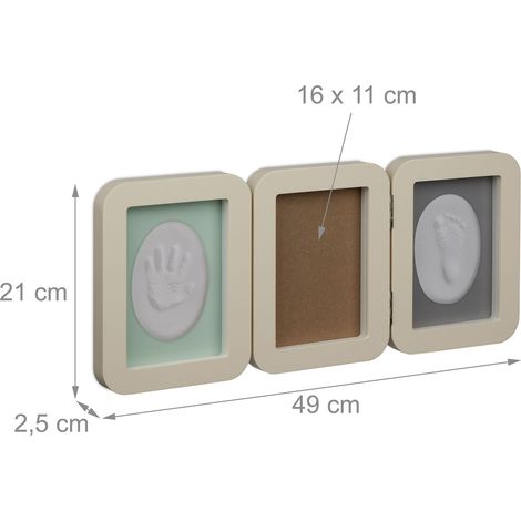 Cornice portafoto per impronte di neonato ricordo personale 20 x 25 cm in MDF bianco 130013328