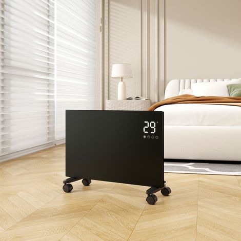 Radiateur 1500W sans soufflerie – sécurité certifiée – fixation possible au mur ou sur roulettes – noir