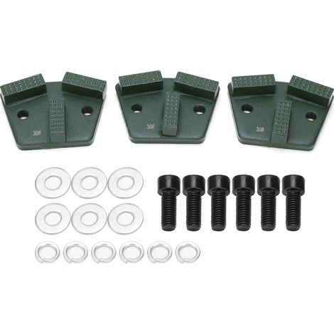 3 Pièces Chaussures Diamantées Trapézoïdales pour Béton, Dents en Forme de T Vertes 30 à 2 Trous (1/5)