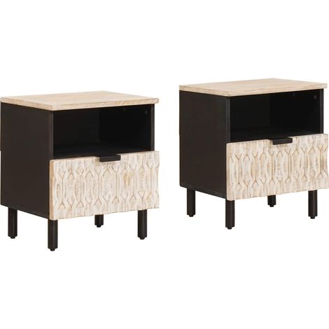 Armadio da Notte con cassetto 2 pcs Bianco 40 x 33 x 46 cm vidaXL