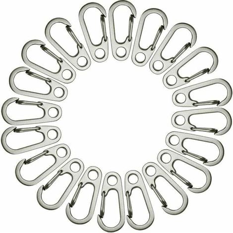 20 Pièce Mini Mousqueton Ensemble Mousqueton Crochet Fermeture à Pression Porte-clés Clips Boucle à Ressort Sac à Dos Fermoirs Crochets pour Camping argenté (1/4)