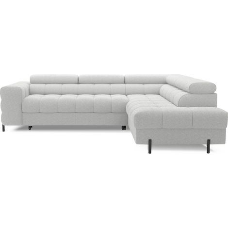 Canapé d'angle droit FERRUM Gris clair avec coffre avec têtières 276x93x200cm (1/5)