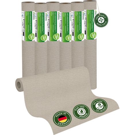 Vliestapete Vliestapete farbig – UNI Tapete einfarbig Greige 6er Set, 6 x 15,00 m x 0,53 m, matt, waschbeständig, stoßfest, Made in Germany – Veluxis