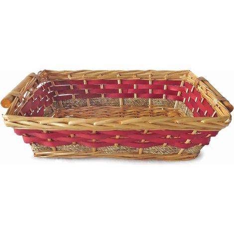 Panier rectangulaire en osier rouge, 49 à 45x34x12 cm (lot de 5)