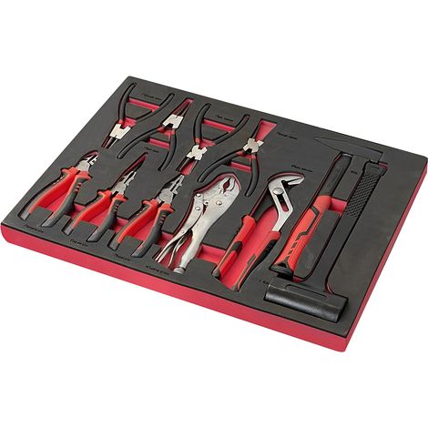 Assortimento di 11 utensili SOGI TER-04 - pinze varie - martello per meccanici - mazzuola con testa in gomma