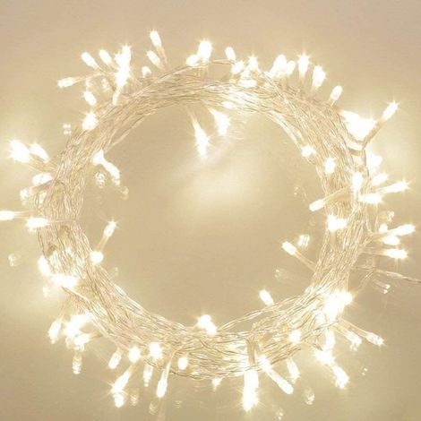 100 Guirlandes LED à Pôles avec Minuterie Blanc Chaud (8 Modes, 11M, IP65 Étanche) Éclairage Extérieur THD02, 1 Pack-Fei Yu (1/5)