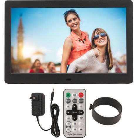 Cadre photo numérique 10 pouces écran LCD HD, vidéo, horloge, calendrier avec télécommande, prise US 100-240V (1/5)