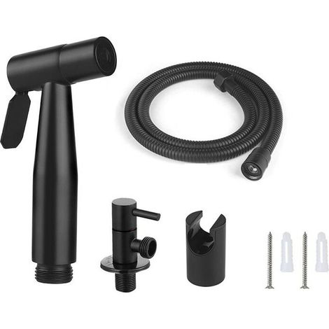 Pommeau de douche avec fonction bidet, accessoires inclus, noir