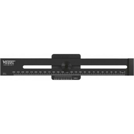 Righello di marcatura in alluminio nero VOGEL da 250 mm con misurazioni precise. (1/2)