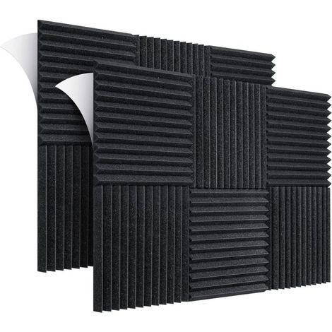 Panneaux de 30 x 30 x 2,5 cm Mousse Acoustique, Lot de 12 Panneaux Acoustique Ignifuges Autocollante, Mousse Anti Bruit, pour Podcasting, Stu