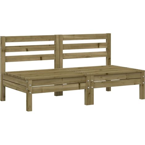 Canapés de jardin Divan de jardin sans accoudoirs 2 pcs bois pin imprégné (1/5)