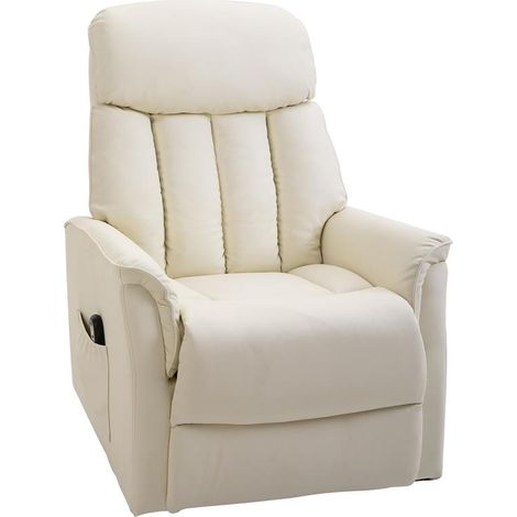 POLTRONA RELAX RECLINABILE CON TELECOMANDO E POGGIAPIEDI COLORE CREMA (1/5)