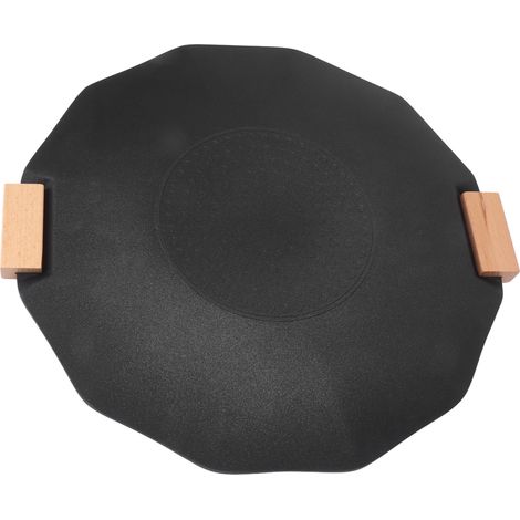 Poêle à griller portable antiadhésive et sans fumée pour barbecue, avec poignée, motif géométrique noir, 35 cm (1/5)