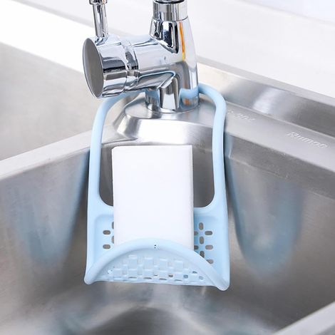 Soporte plegable para esponjas de fregadero, material TPR, apto para tapones de fregadero, esponjas y cepillos de cocina (azul) (1/4)
