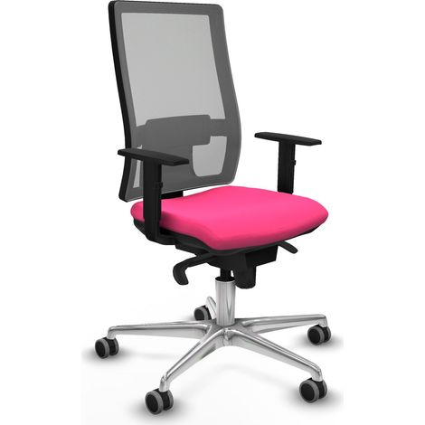 Horna sincro malla gris similpiel rosa brazos 1D base aluminio ruedas 65mm engomadas (1/5)