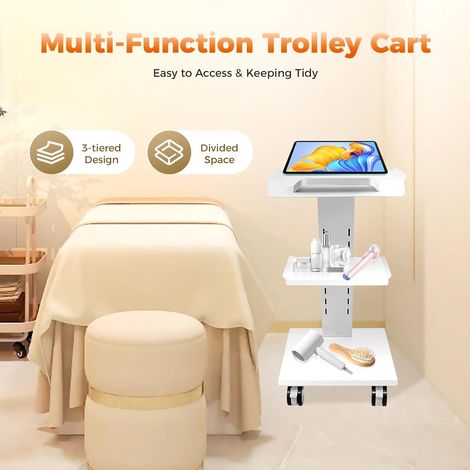 Laborwagen Rollwagen Mit Steckdosen Rollender Klinikwagen Instrumentenablage Wagen Dental GeräTewagen Beistellwagen Zahnarzt Trolley Cart Medizinischer Zahntechnik SchöNheits Instrumentenwagen