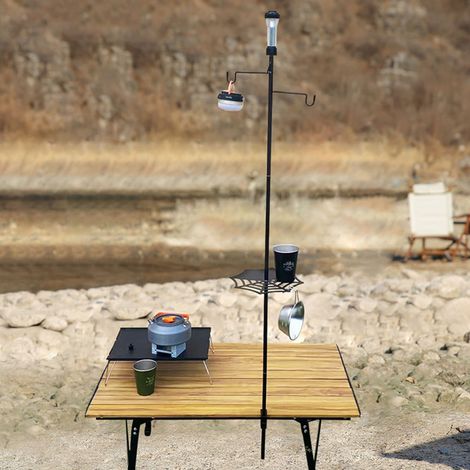 Support de lampe de camping détachable, léger et portable avec crochet, 4 sections, double crochet (sans rotule) (1/5)