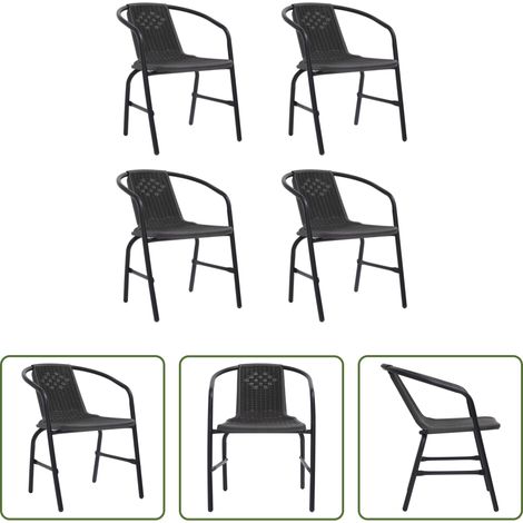 Rotin - Chaises de jardin lot de 4 Rotin plastique et acier 110 kg (1/5)
