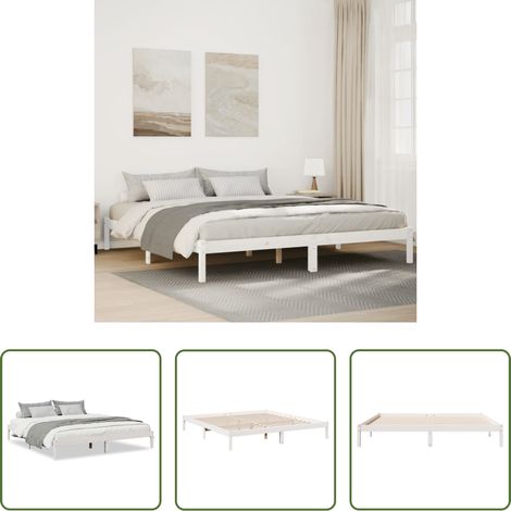 Cadre de lit -  Cadre de lit extra long sans matelas 180x220 cm bois massif pin (1/5)