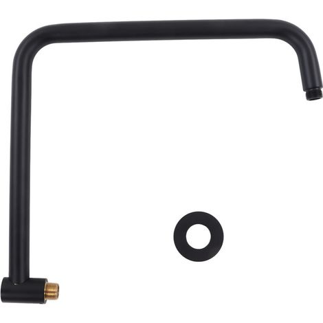 Bras de Douche en S Rotatif en Acier Inoxydable 304 avec Flasque Noir - Extension de Pommeau de Douche