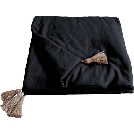 Edredon bout de lit en coton 90 x 190 cm Cocon noir