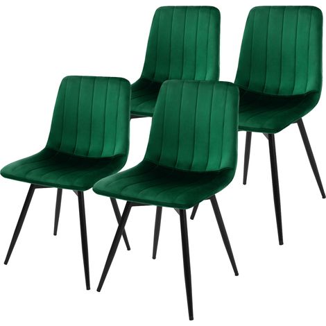 ML-Design Esszimmerstühle 4er Set drehbar, Küchenstühle gepolstert, Samt, Essstühle mit Rückenlehne, Stahlbeine, Polsterstuhl modern, 360° Drehstuhl, Stühle für Wohnzimmer Küche Esszimmer, Dunkelgrün (1/5)