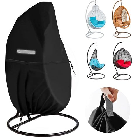 Housse de chaise suspendue, housse de chaise à bascule pour chaises suspendues, housse de protection anti-poussière 115 cm x 190 cm (noir) (1/5)