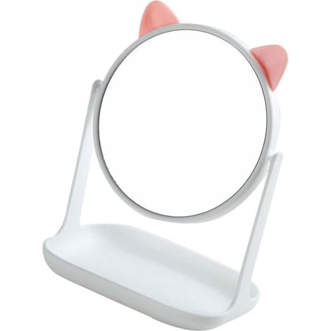 Bandeja organizadora para espejo de maquillaje, superficie de plástico blanco transparente y lisa, giratoria con un bonito diseño, para la oficina o el dormitorio. (1/5)