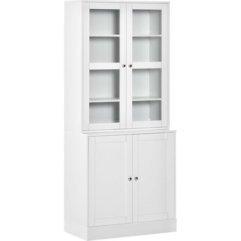 Besoin de rangement, bibliothèque vitrée blanche avec verre trempé et étagères réglables (1/5)