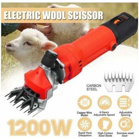 Tondeuse électrique mouton 1200W – 6 vitesses, couteau 13 dents – Acier inoxydable – Rouge – Tonte rapide (1/4)