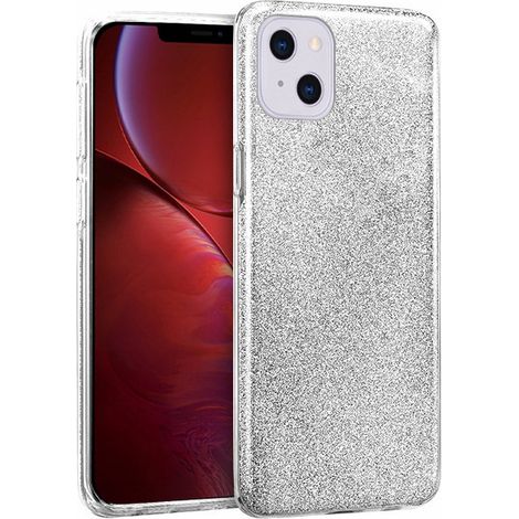 Schutzhülle für iPhone 13 Glitzer 3-in-1 Glitzer Silber Rückseite + Glas (1/5)
