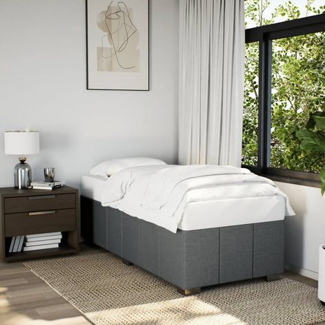 Cadre de lit 80 x 200 cm avec sommier à lattes en tissu gris foncé sans matelas - PANGIVO (1/5)