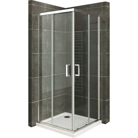 Duschkabine mit Schiebetüren Eckdusche mit Rollensystem aus ESG Glas 190cm Hoch 100x100 (1/5)