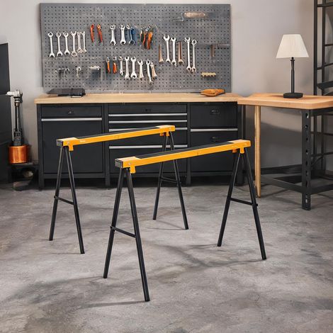 Tréteaux pliables métal lot de 2 avec poignée capacité 250 kg (1/5)