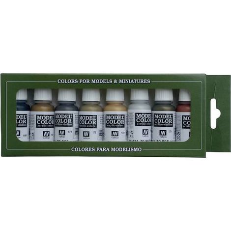 Vallejo 70118 Colorante per modellismo Canna di fucile, Ottone, Grigio canna di fucile, Oro antico, Oro, Argento, Bronz