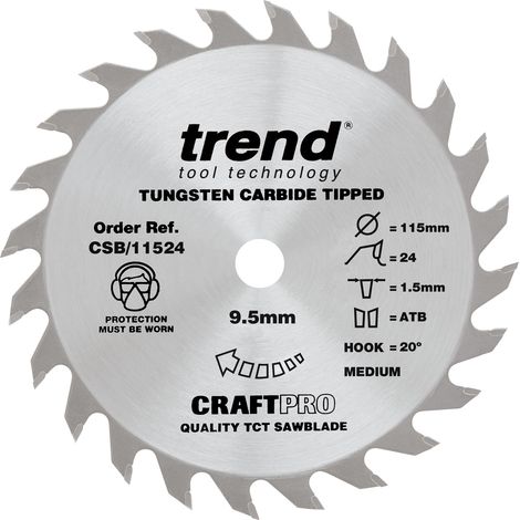 Trend CSB/11524 115mm X 24 Teeth X 9.5mm Bore Craft Saw Blade Thin Kerf