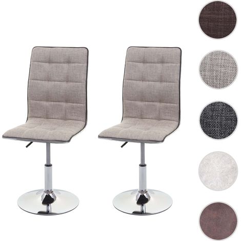 Mendler – Lot de 2 chaises de séjour réglables en hauteur – Dossier haut – Pied en métal – Gris clair – Montage facile - mangerHWC-C41 (1/4)