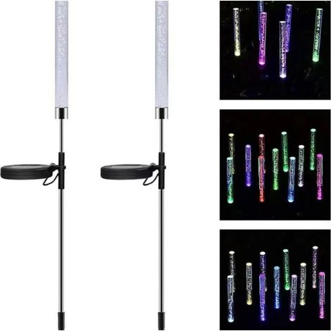Lot de 2 lampes solaires de jardin, composées de bulles acryliques à couleurs changeantes, pour décorer jardin, terrasse, cour et allée. (1/5)