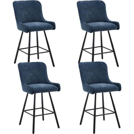 Barhocker 4er Set mit Rückenlehne und Fußstütze, blau (1/5)