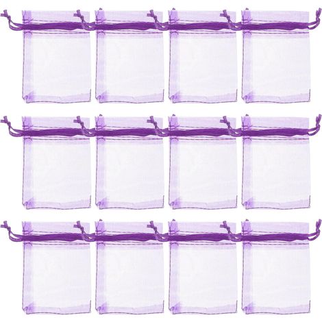 100 pièces Lot de Pochettes Organza Lavande Sacs Cadeau Transparent Souple pour Bijoux Bonbons (1/5)