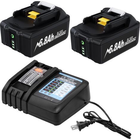 Ersatzakku, 6800 mAh Kapazität, kompatibel mit mehreren Teilenummern, 2 Akkus, 1 Ladegerät (1/2)