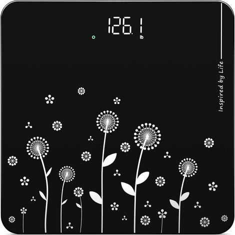 Balance Pese Personne Numérique, Pese Personnes avec LED Blanche et Marchepied, 182kg, Noir (1/5)