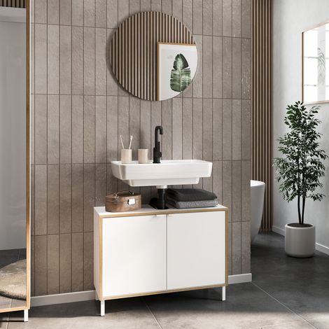 Ensemble de salle de bain meuble sous-lavabo + miroir - LOPEKA (1/4)