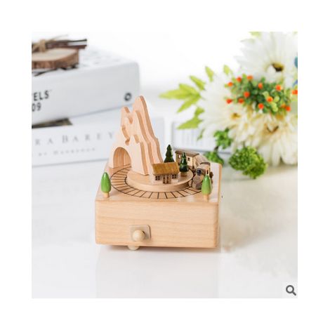 Spieluhr aus Holz, Retro-Design, physikalisch-dynamisch, Magnetprinzip, Berührungssensor mit Ein-/Ausschalter, kleine Zugform
