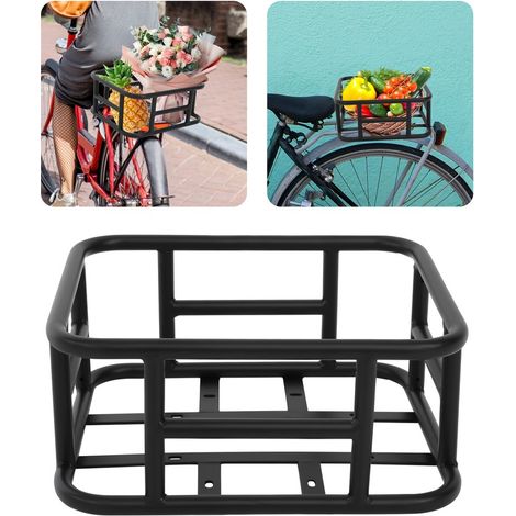 Porte-bagages arrière amovible avec panier en fil métallique, porte-bagages arrière extérieur durable adapté aux enfants et aux adultes. Couleur : noir. Dimensions : 34,3 x 30,5 x 15 cm. Capacité de c