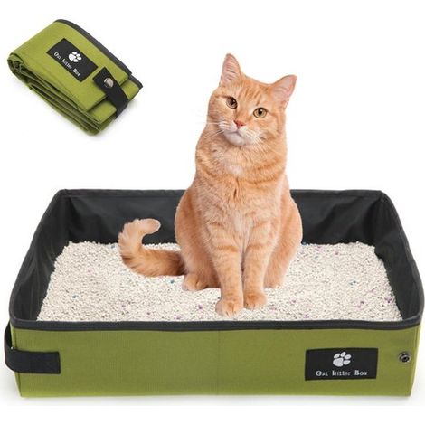 Lettiera per gatti portatile e pieghevole, impermeabile, a prova di perdite, accessorio da viaggio indispensabile per campeggio, soggiorni in hotel e viaggi in auto. (1/5)