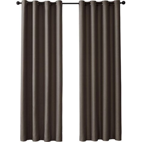 Rideau Occultant Thermique à Oeillets - 1 Pièce 132x160cm - Décoration Fenêtre pour Salon et Chambre - Café (1/5)