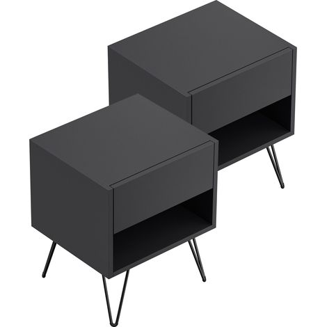 2er Set Nachttisch Dion 40cm SoftClose stehend Grafit Softtouch