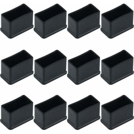 12 Stück rechteckige Gummifilz-Schutzkappen für Tisch- oder Stuhlbeine, schwarz, 15 x 30 mm,