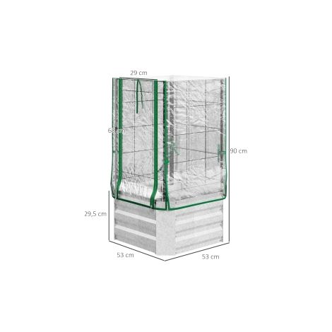Bac potager surélevé avec housse en plastique et treillis pour plantes grimpantes, 53 x 53 x 90 cm, pour jardin et balcon (1/5)